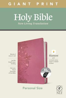 NLT Personal Size Giant Print Bible, Filament Enabled Edition (Red Letter, Leatherlike, Peony Pink, Indexed)