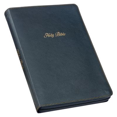 KJV Large Print Thinline Bible Black with Zipper Faux Leather