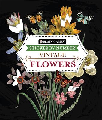 Brain Games - Sticker by Number: Vintage Flowers (28 Images to Sticker)