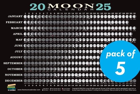 2025 Moon Calendar Card (5 Pack): Lunar Phases, Eclipses, and More!