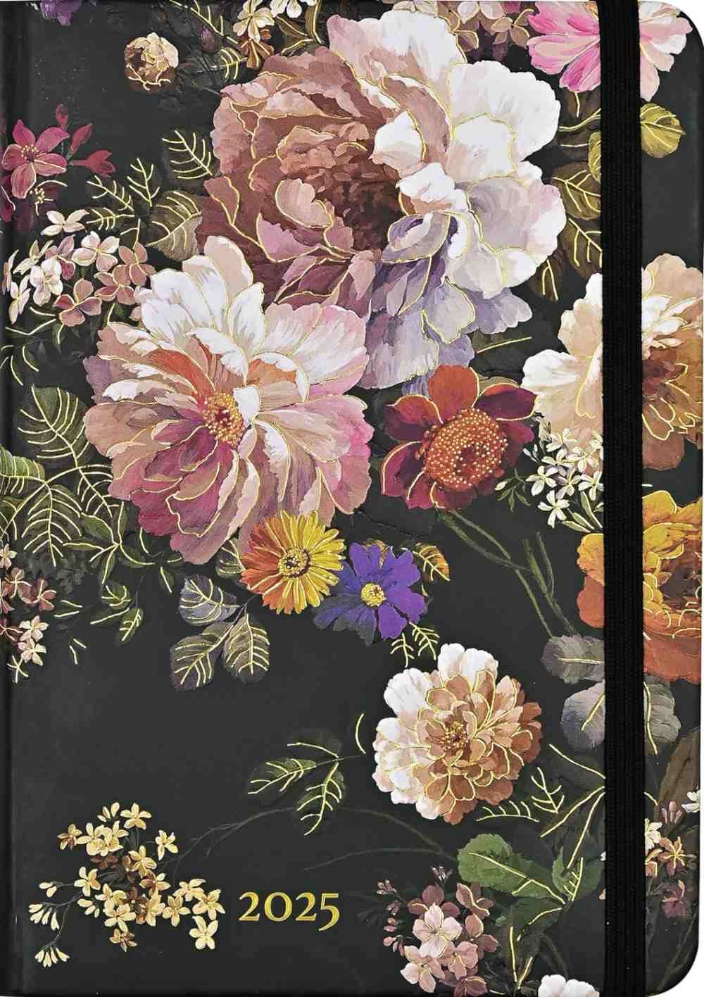 2025 Midnight Floral Weekly Planner (16 Months, Sept 2024 to Dec 2025)